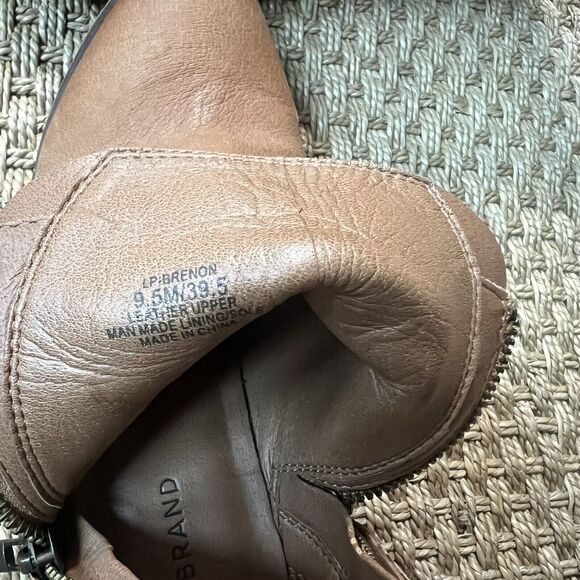 Lucky Brand Boots 9.5 Basel Brown Ankle Boots Double Zip Leather Western Boho - Picture 7 of 8